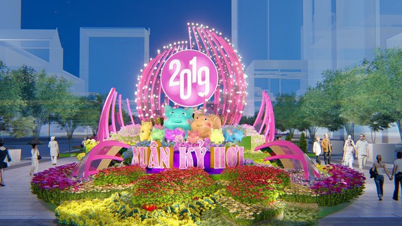 Phối cảnh đường hoa Tết Kỷ Hợi 2019 ở Tp. HCM