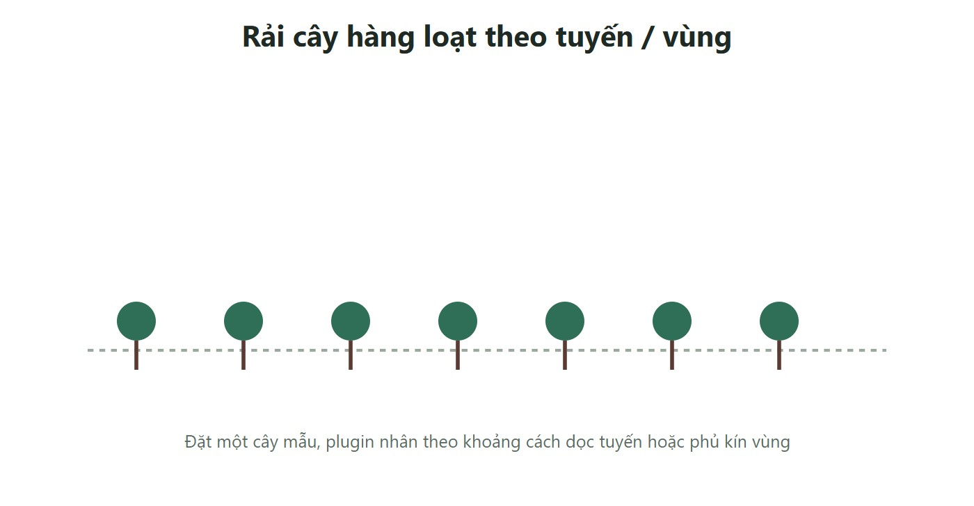 Giao diện hàng cây rải đều dọc một tuyến